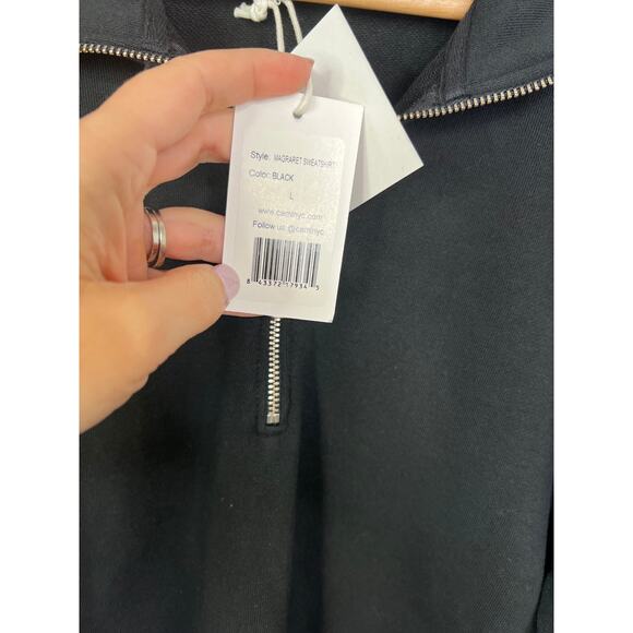 NWT Cami NYC Margaret Gathered French Cotton-Terry Half Zip Sweatshirt Pullover - Picture 7 of 10